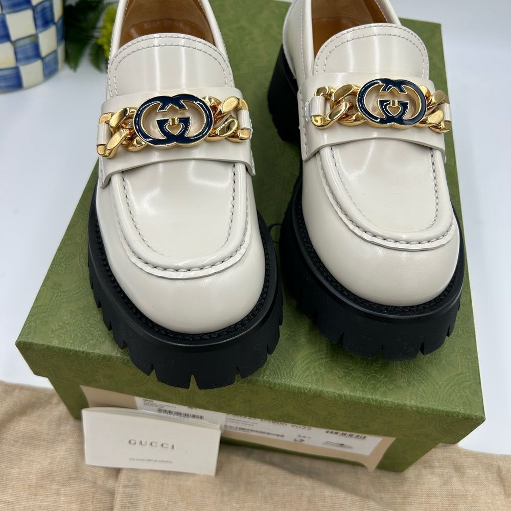 Women’s Gucci, patent leather interlocking GG loafers size 36.5 made in Italy - Picture 5 of 11
